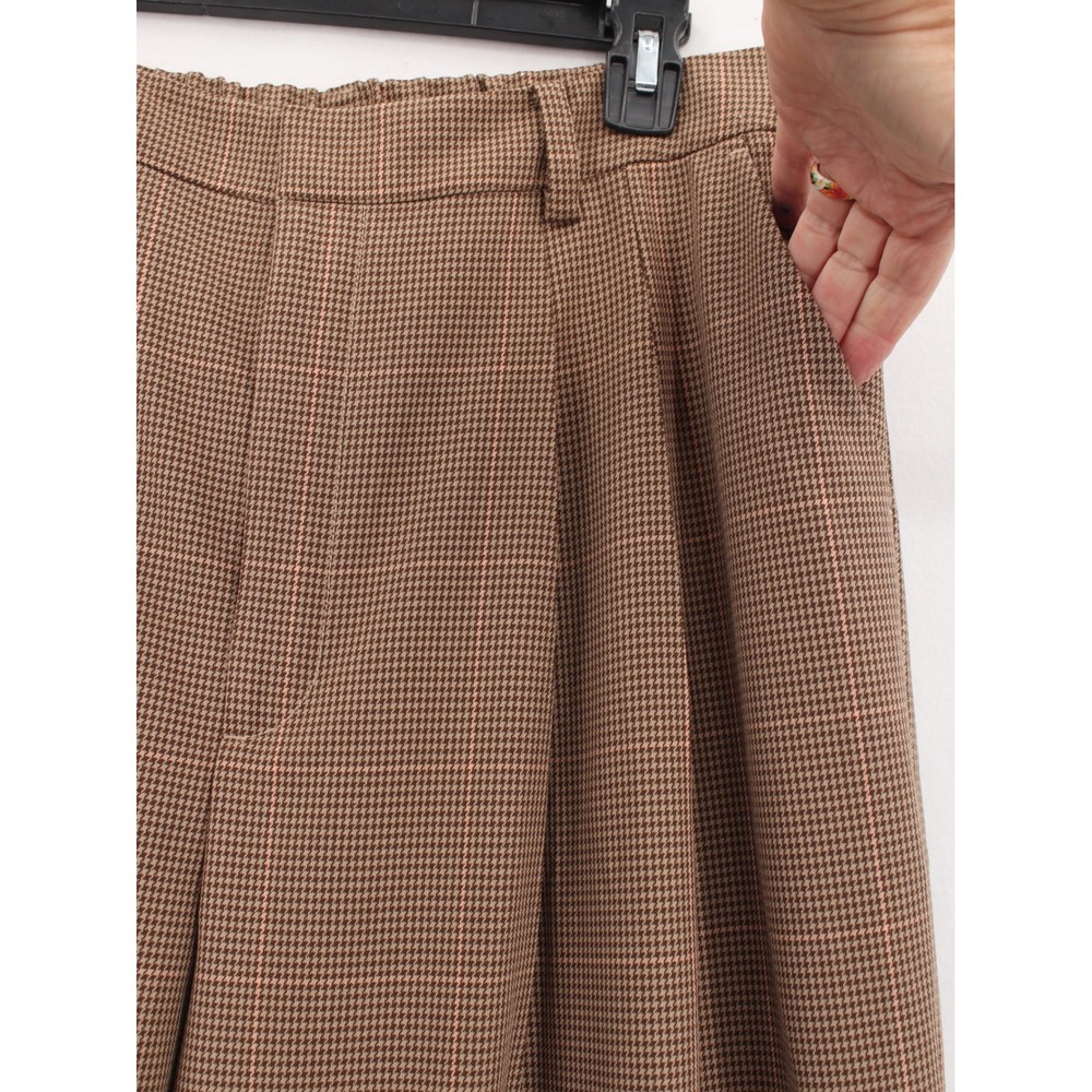 Maeve Anthropologie Avery Pleated Wide Leg Houndstooth Pants size L Tall - Picture 3 of 10